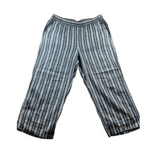 Old Navy Women’s Trouser Blue & White Striped Wide Leg Linen-Cotton Pants – Size